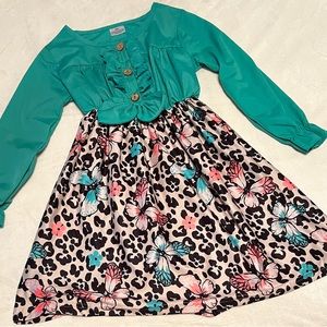NWT Girls Mixed Print Color Block Dress